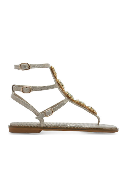 Leather Women's Flat Sandals Rose Gold