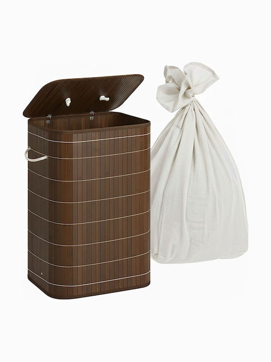 Relaxdays Coș de Rufe din Bambus 80l cu Capac 6...
