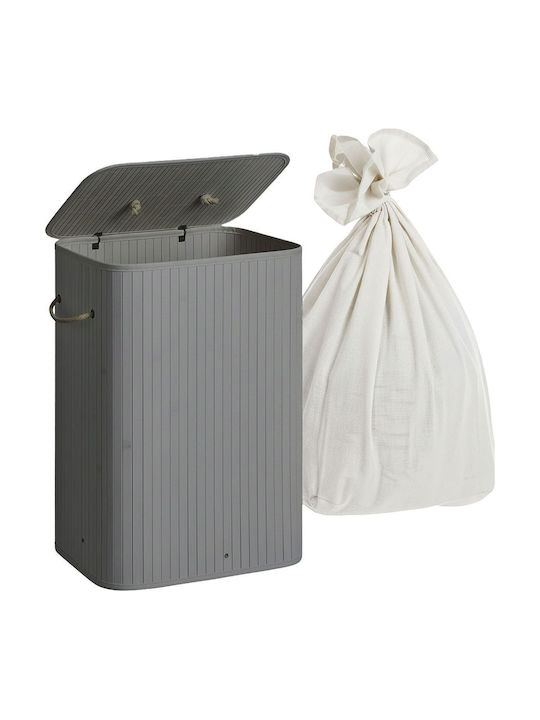 Relaxdays Coș de Rufe din Bambus 80l cu Capac Alb