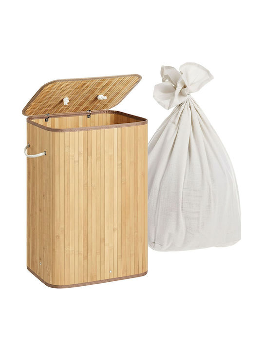 Relaxdays Laundry Basket Bamboo 80l with Lid 60...