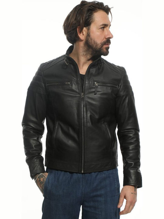 Newton Leather Δερμάτινο Μπουφάν Biker Black