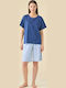 Noidinotte Summer Women's Cotton Pyjama Set Ensign Blue