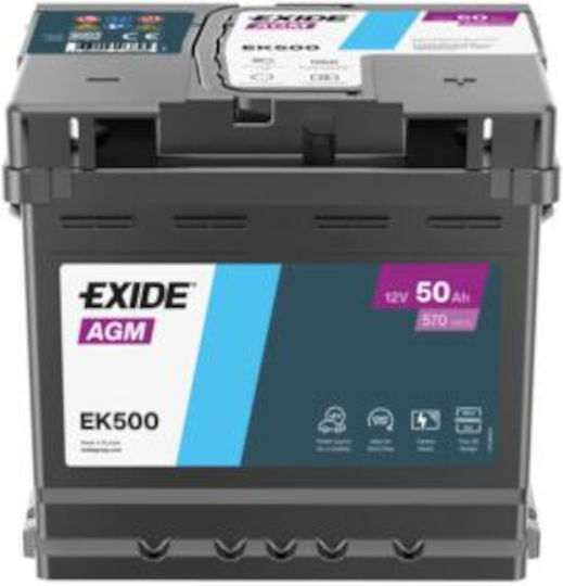 Μπαταρία Αυτοκινήτου Exide Agm Ek500 12v 50ah