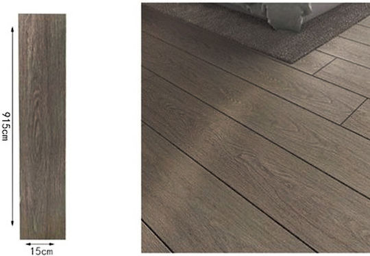 Self-Adhesive Plastic PVC Laminate Type Floor 15.2x91.5cm Gray Brown Wood Grain 1pc Sds-21924