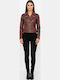 Leather Women's Jacket for Winter Redish Brown