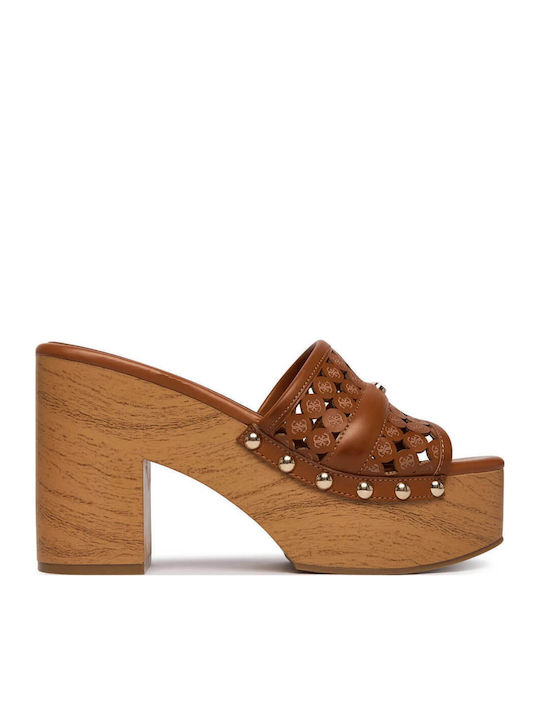 Guess Mules With High Heel In Brown Colour