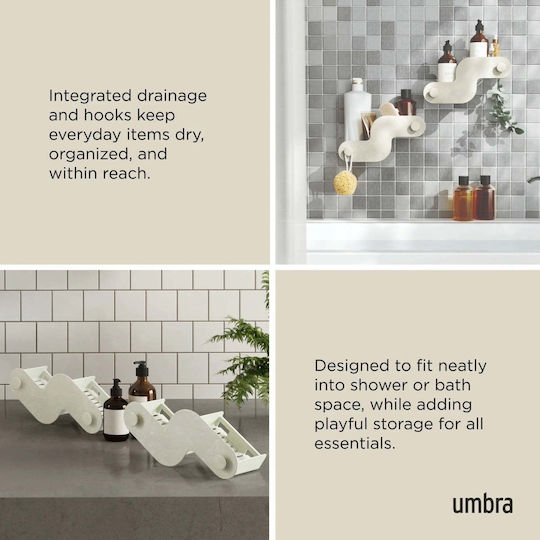 Umbra Wandmontiertes Badezimmerregal aus Kunststoff 30x15.9x10.2cm Grau