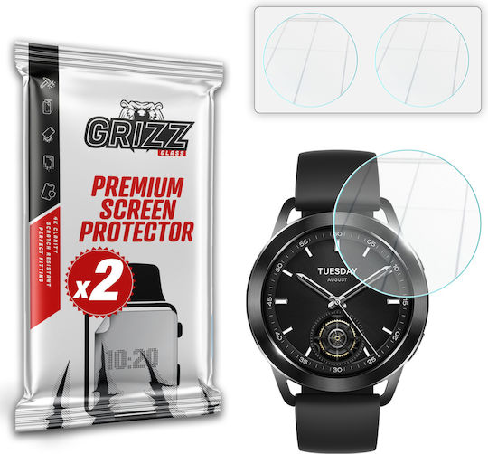 Set 2 Grizzglass Hybridglass Tempered Glass Screen Protectors Compatible Xiaomi Watch S3 Transparent