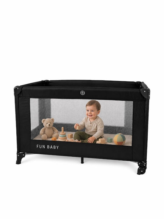 Fun Baby Παρκοκρέβατο με Στρώμα Μαύρο 62x125cm