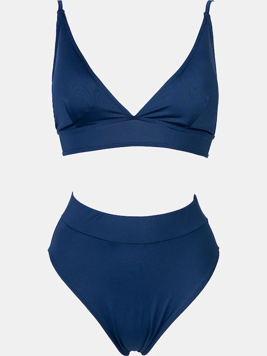Decoro Set Bikini Ψηλόμεσο Μπλε Σκουρο