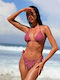 Set Bikini Dreieck Gestreift Magenta