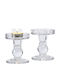 Relaxdays Set Suporturi Lumanari Din Sticlă În Culoare Transparentă 8.5x8.5x8.5cm 2 Bucăți