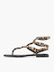 Leather Women's Flat Sandals Leopard