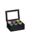 Relaxdays Caseta Pentru Ceai Cu Capac Din Lemn Negru 16x9x21.5cm