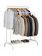 Relaxdays Floor Coat Rack Metal White 146x56x110cm
