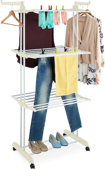 Relaxdays Folding Floor Clothes Drying Rack with Wheels 179x63.5cm