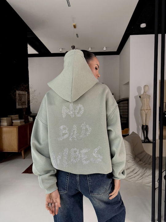 Дълго Дамско Суитшърт Худи Milky Green