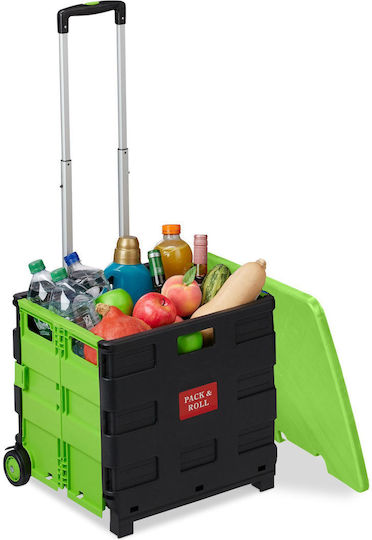 Căruț de Piață Pliabil din Plastic Verde 99x45.5x37.5cm