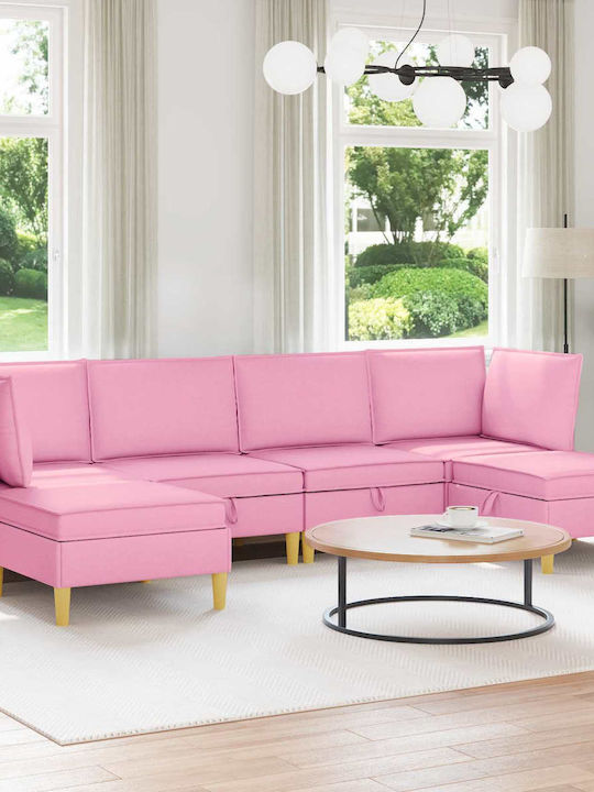 Corner Couch with Storage Space Pink 280x140x82 cm