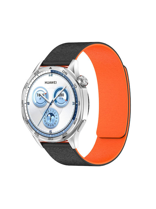Λουράκι Σιλικόνης Striped Texture Μαγνητικό Κούμπωμα Xiaomi Watch S4 41mm Black Orange