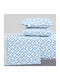 Astron Italy Chiara Set Double Bed Sheets With Rubber Hugger 160x200+40cm Chiara Blue 4 Pieces