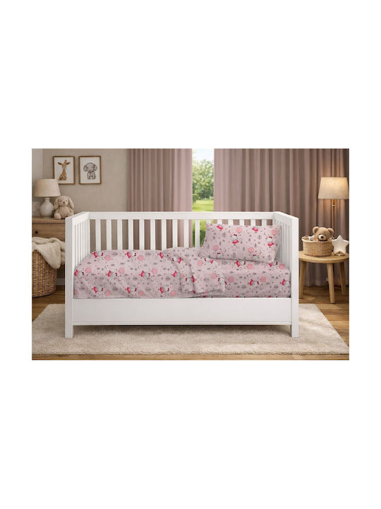 Dimcol Set Baby Crib Cotton Sheets Ballerina Bear 598 Multicolour 120x160cm 3 Pieces