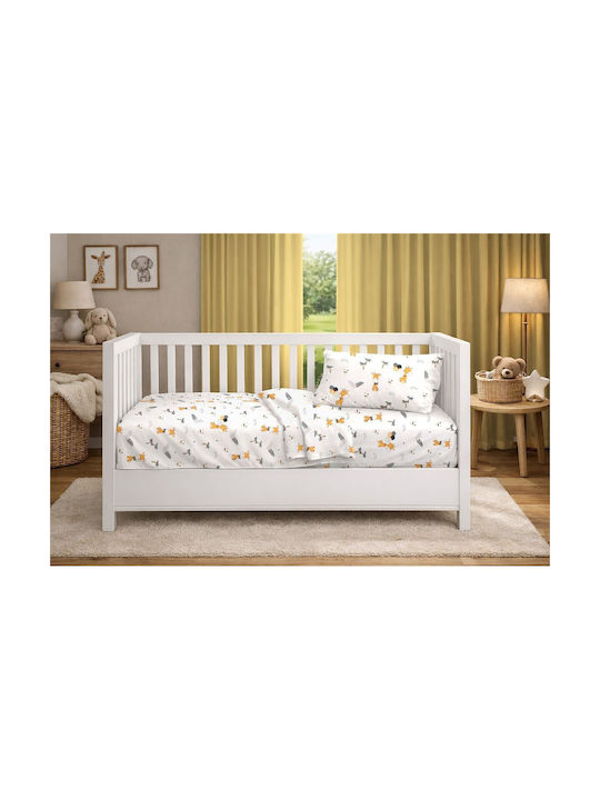 Dimcol Baby Crib Cotton Fitted Sheet Giraffe 599 White 70x140cm