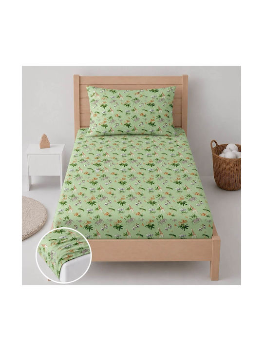 Astron Italy Kids Sheets Set Single with Elastic Band Cotton Forest and Safari Forest and Safari 100x200cm 3 Pieces