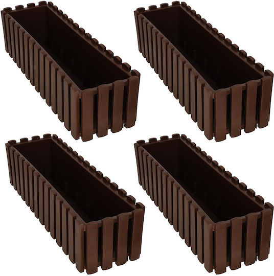 Kotarbau Set 4 Ghivece De Flori Din Lemn Rustic Maro