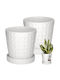 Kotarbau Set of 2 White Ceramic Flower Pots with Saucer