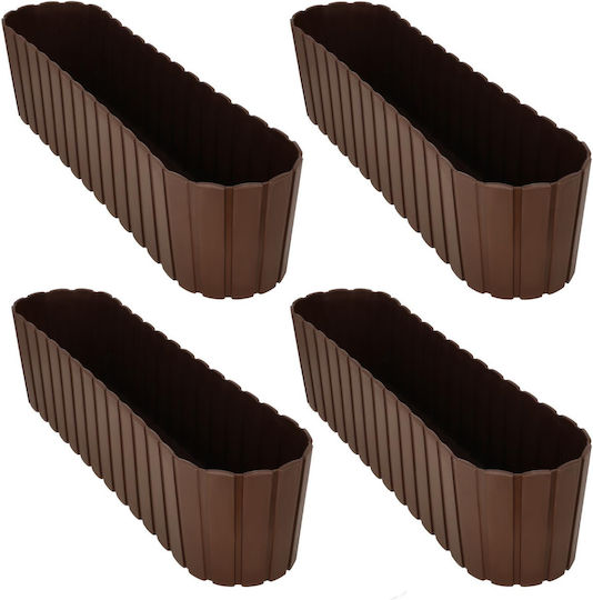 Kotarbau Set of 4 Rustic Brown Plastic Flower Pots