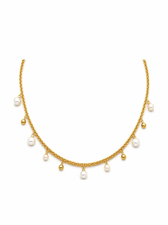 Bizou-Shop Колиета Двуместен от Златно Стомана с Перли