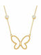 Bizou-Shop Necklace with Butterfly Design Made of Gold Plated Steel with Zircon