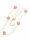 Charmy Necklace With Flower Design Made Of Gold Plated Steel Pink