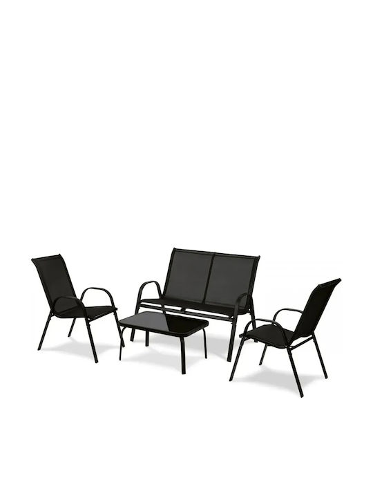 Best 4τμχ Schwarz Garten- und Outdoor-Möbelsets Für klassische Veranda