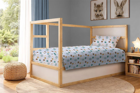 Dimcol Set Kinderbettlaken Baumwoll Mehrfarbig Big Cats 28 Hell Aqua 160x240cm 3 Stück