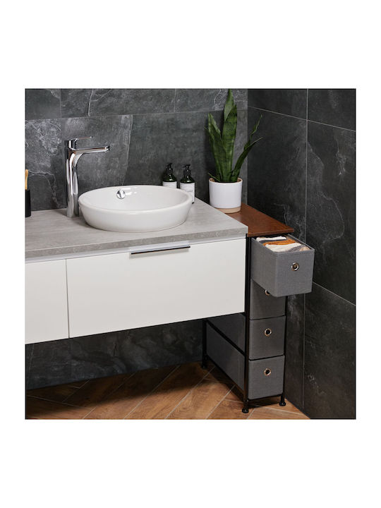 Relaxdays Kleine Aufbewahrungsmöbel aus Metall & Stoff M20xB48xH76cm