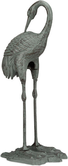 Relaxdays Decorative Cast Iron Crane Statue Brown Green 72x22x32 Cm