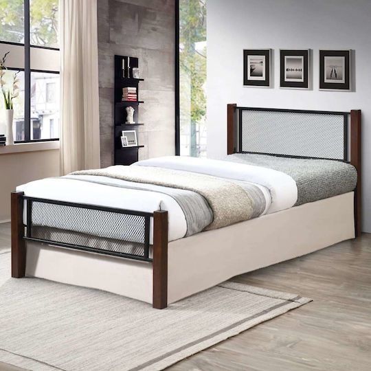 Single Bed with Mattress 90x190cm Brown