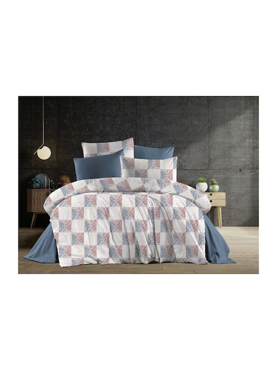 Dimcol Παπλωματοθήκη Μονή 160x240 Κλεοπάτρα 610 Blue-red