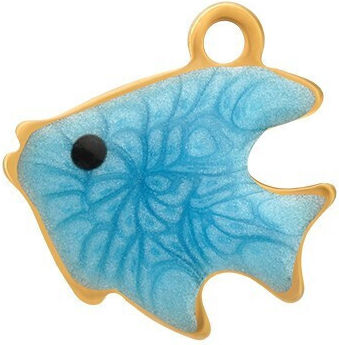 Stahl Muster Fisch Emaille Blau 10mm 1 Stück