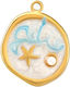 Steel Starfish Pattern Enamel 16x19mm
