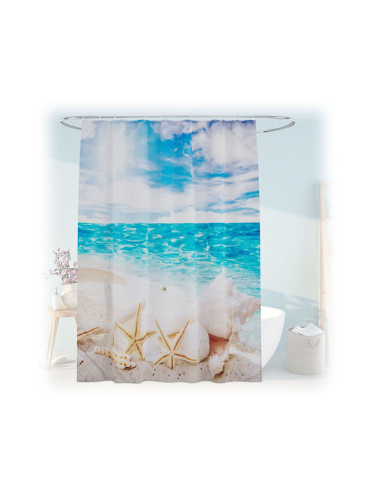 Relaxdays Stoff Duschvorhang 200x180cm Mehrfarbig