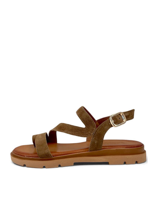 Stathatos shoes Damen Flache Sandalen Braun