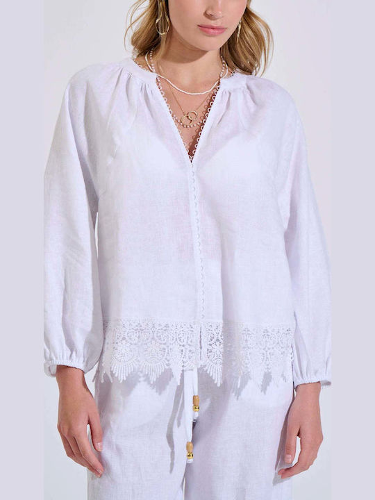 Bill Cost Women's Summer Linen Blouse with 3/4 ...