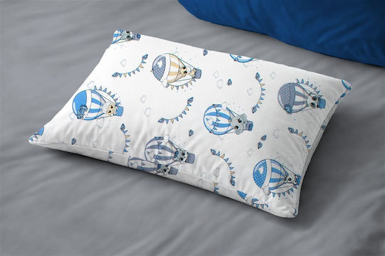 Dimcol The Floating Zoo 596 Fată De Pernă Pentru Copii Din 100% Bumbac 50x70cm Alb-Albastru