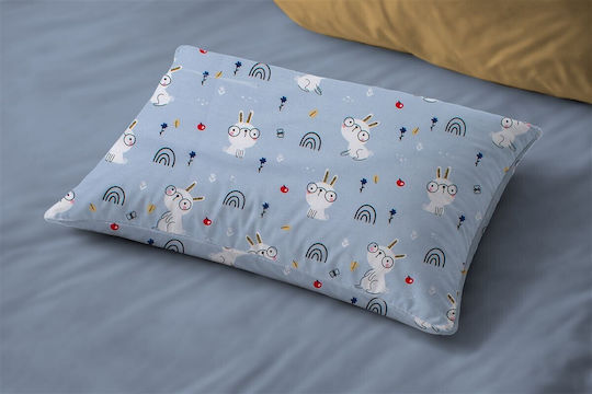 Dimcol Rabbit Garden 584 Fată De Pernă Pentru Copii Din 100% Bumbac 50x70cm Albastru Cer