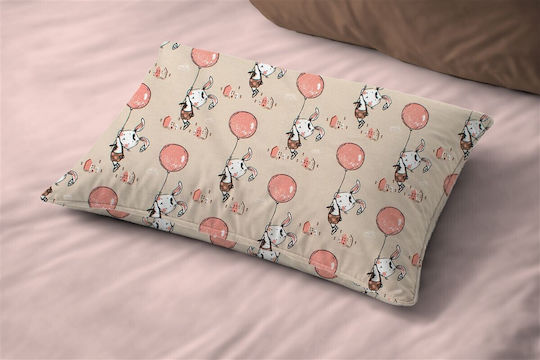 Dimcol Floating Bunny 714 Fata De Pernă Pentru Copii Din 100% Bumbac 50x70cm Bej-Somon