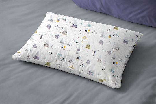 Dimcol Whimsical Mountainside 588 Fata De Pernă Pentru Copii Din 100% Bumbac 50x70cm Alb-Gri