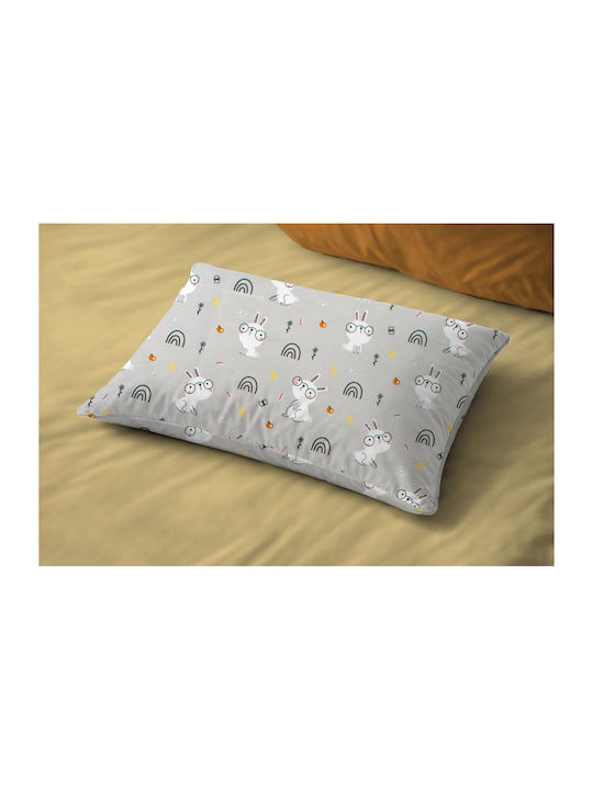 Dimcol Rabbit Garden 586 Kids Pillowcase Made of 100% Cotton 50x70cm Grey